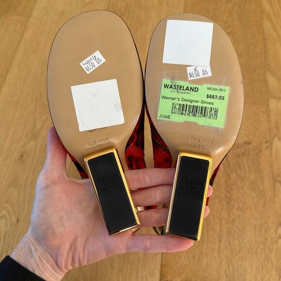 Fendi Ankle Boots Velvet Marble Size EU38 Red Lime Gold Blue - Picture 2 of 9